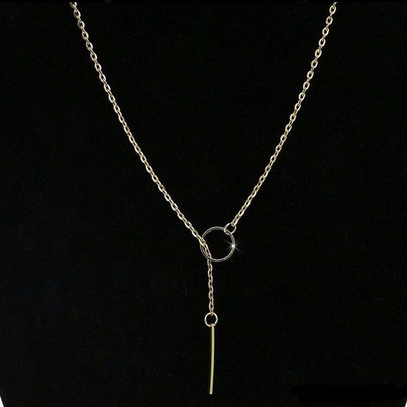 New Forever Layering Circle& Bar Lariat Necklace - Picture 2 of 4